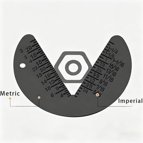 60 Degree Hex Nut Bolt Sizer Gauge, Metric & Standard Fastener Measuring Tool, Precision Allen Nut Size Checker, Compact Thread Identifier for Mechanics, Industrial Repair & DIY Workshop in Kuwait