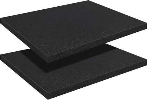 STEFORD Polyurethane Foam Sheets, Black, 16 x 12 x 1 Inch, 2 Pcs | Cuttable, For Cases Toolbox Camera Storage, Packing Foam Pad Cushioning Inserts, DIY Crafts, Sound Absorption in Kuwait