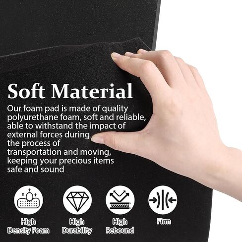 STEFORD Polyurethane Foam Sheets, Black, 16 x 12 x 1 Inch, 2 Pcs | Cuttable, For Cases Toolbox Camera Storage, Packing Foam Pad Cushioning Inserts, DIY Crafts, Sound Absorption in Kuwait