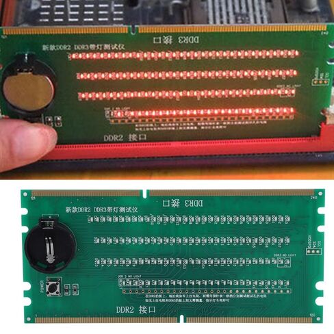 بطاقة اختبار اللوحة الأم لسطح المكتب لـ DDR2/DDR3 - جهاز اختبار LED للوحات الأم Intel/AMD، لا يتطلب طاقة خارجية، أداة تشخيص الأخطاء in Kuwait