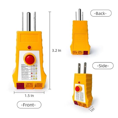 2-Pack 3-Pin Outlet Tester for GFCI & Grounding Detection, AC110V-120V USA Plug, Compact Neon Lamp Fault Indicator in Kuwait
