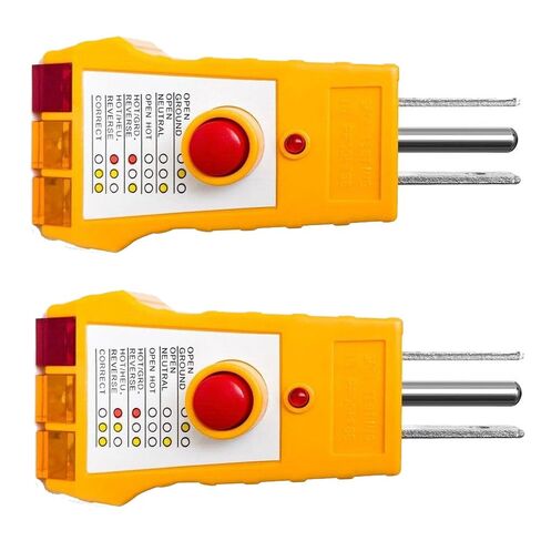 2-Pack 3-Pin Outlet Tester for GFCI & Grounding Detection, AC110V-120V USA Plug, Compact Neon Lamp Fault Indicator in Kuwait