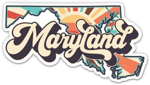 Maryland Retro Style State Vinyl Sticker - Car Phone - 3" in Kuwait