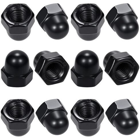 12PCS M6 Thread Cap Nuts Knob, Plain Stainless Steel Screw Caps Ball Lamp Decoration, Light Fixture Fastening Nuts, Decorative Screw Caps Cover for Furniture Lighting -Black in Kuwait