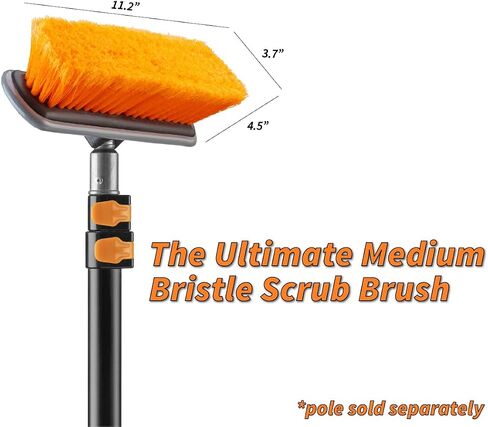 Boat Hook for Docking with Telescoping Extension Pole & Medium Bristle Deck Scrub Brush // Durable, Floating, Lightweight and Sturdy Telescoping Boat Hook Pole // Exterior, Patio & Deck Cleaning Brush in Kuwait