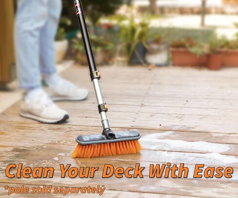 Boat Hook for Docking with Telescoping Extension Pole & Medium Bristle Deck Scrub Brush // Durable, Floating, Lightweight and Sturdy Telescoping Boat Hook Pole // Exterior, Patio & Deck Cleaning Brush in Kuwait