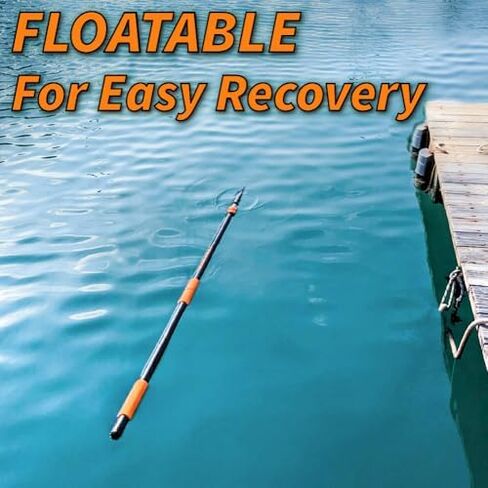 Boat Hook for Docking with Telescoping Extension Pole & Medium Bristle Deck Scrub Brush // Durable, Floating, Lightweight and Sturdy Telescoping Boat Hook Pole // Exterior, Patio & Deck Cleaning Brush in Kuwait