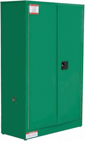 30 Gallon Flammable Safety Cabinet, Industrial Yellow Steel Storage for Flammable Liquids, Fireproof Double-Wall Design with 2 Adjustable Shelves, Manual Close Doors & Dual Vents, OSHA Compliant in Kuwait