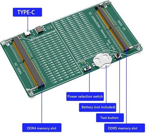 جهاز اختبار الذاكرة DDR4 DDR5، استكشاف أخطاء الأجهزة وإصلاحها بسهولة، مناسب لجهاز كمبيوتر خادم سطح المكتب المحمول، مؤشر ضوء LED، شحن البطارية المحمولة in Kuwait