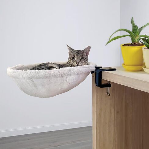 | XL Cat Desk Hammock | Heavy Duty Clamp-On Pet Bed | Indoor Pale Beige in Saudi Arabia
