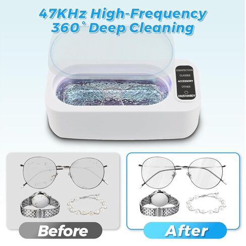 Joyzan Ultrasonic Jewelry Cleaner, 50KHz Professional Ultra Sonic Machine 3 Cleaning Modes 350ML Stainless Steel Tank Eyeglass Rings Watch Band Strap Glasses Dentures Retainers Coin Necklaces Wife Mom in Kuwait