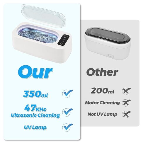 Joyzan Ultrasonic Jewelry Cleaner, 50KHz Professional Ultra Sonic Machine 3 Cleaning Modes 350ML Stainless Steel Tank Eyeglass Rings Watch Band Strap Glasses Dentures Retainers Coin Necklaces Wife Mom in Kuwait