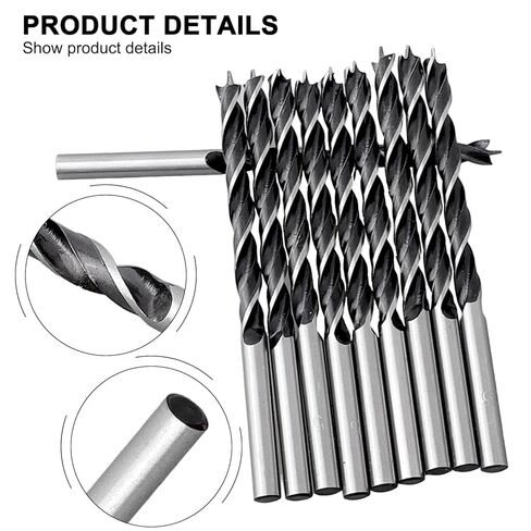 10pcs High Carbon Steel Woodworking Spiral Drill Bit 5mm Wood Drills Full Grinding Blade W/Center Point Power Tools Parts in Kuwait