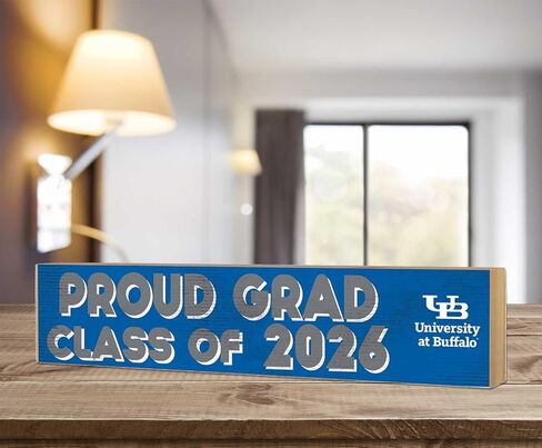 لافتة كتلة خشبية من KH Sports Fan Buffalo Bulls Class of 2026، خشب هندسي، 3x13 بوصة، أزرق، موضوع رياضي للتخرج in Kuwait