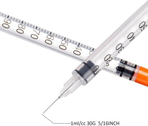 محاقن U-100 1 مل 30 جرام 5/16 بوصة، عبوة فردية لمستلزمات المختبر، 100 عبوة in Kuwait