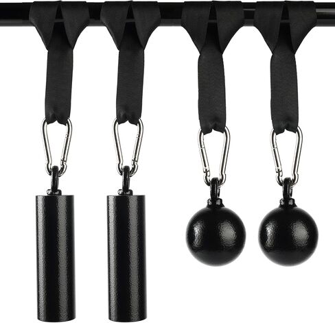 Non-Slip Iron Pull Up Grips and Cannonball Handles,3-Length Straps & Carabiners, Grip Strength Trainer for Pull-Up Bar, Dead Hangs, Forearm & Hand Training, Home Gym Gear in Kuwait