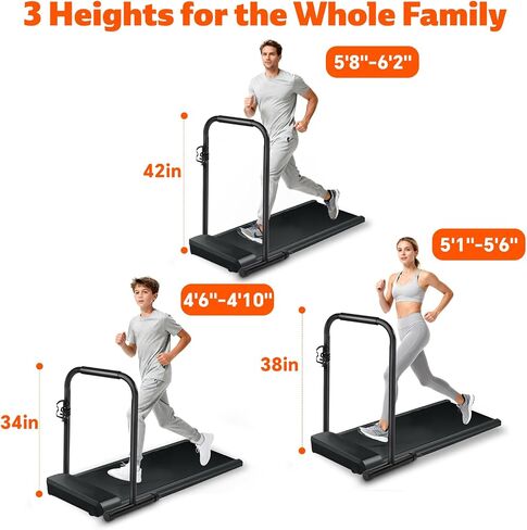 Walking Pad Handle Bar Only, Suitable for Walking Pad up to 19.7" Wide, Adjustable Treadmill Handlebar Height from 34" to 42", Tall People Friendly, Extended Base, Black in Kuwait