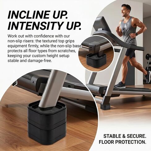 8 Pack Stackable Treadmill Incline Risers Adjustable 1/2/3/4 Inch Height | Anti-Slip Custom Height Walking Pad Incline Risers for DIY Personalized Running Workout, Accessory for Household Home Gym in Saudi Arabia