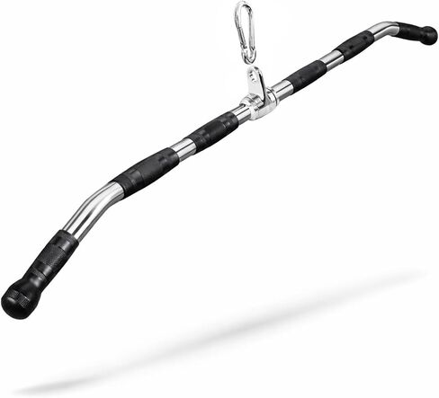 47" LAT Pulldown Bar Attachment for Cable Machine, Heavy Duty Steel Curl Bar with 360° Swivel & Rubber Grip, Wide Close Neutral Grip Handles for Back Strength Training Home Gym in Saudi Arabia