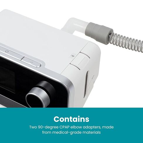 4-Pack LIFESOURCE موصل خرطوم CPAP العالمي، محول الكوع لأنابيب CPAP، متوافق مع ResMed، Respironics، Resvent، المزيد. متوافق مع الخراطيم القياسية 22 مم و15 مم. in Kuwait