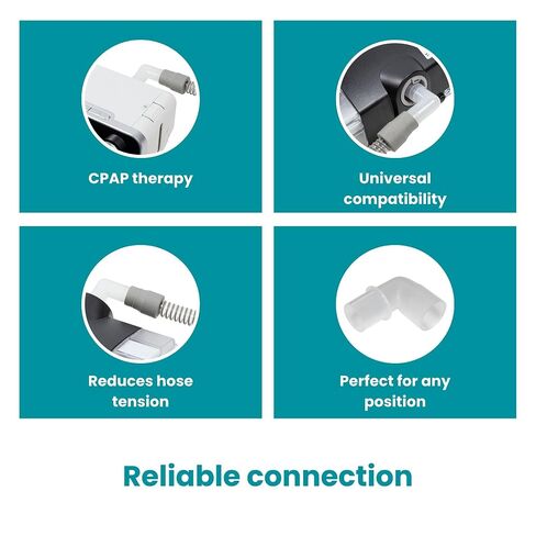 4-Pack LIFESOURCE موصل خرطوم CPAP العالمي، محول الكوع لأنابيب CPAP، متوافق مع ResMed، Respironics، Resvent، المزيد. متوافق مع الخراطيم القياسية 22 مم و15 مم. in Kuwait