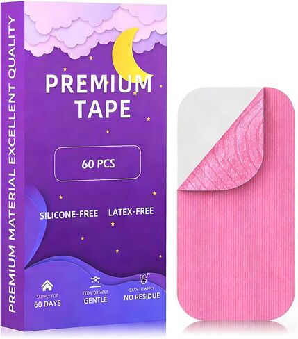 Mouth Tape for Sleeping Women & Men 60 Pack, Hypoallergenic, Latex Free & Gentle On Skin - Breathable & Pain-Free Removal - Skin Friendly, Ease to Use (Black-with Hole) in Kuwait