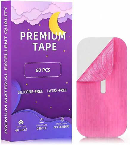 Mouth Tape for Sleeping Women & Men 60 Pack, Hypoallergenic, Latex Free & Gentle On Skin - Breathable & Pain-Free Removal - Skin Friendly, Ease to Use (Black-with Hole) in Kuwait