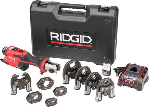 مجموعة بطارية أداة ضغط مدمجة RIDGID 78208 RP 251 مع حلقات وفكوك ProPress (1/2 بوصة إلى 1-1/4 بوصة) ومشغل C1، أداة ضغط مدمجة للنحاس والفولاذ المقاوم للصدأ وPEX والفولاذ الكربوني in Kuwait