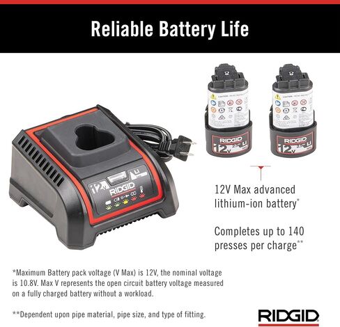 مجموعة بطارية أداة ضغط مدمجة RIDGID 78208 RP 251 مع حلقات وفكوك ProPress (1/2 بوصة إلى 1-1/4 بوصة) ومشغل C1، أداة ضغط مدمجة للنحاس والفولاذ المقاوم للصدأ وPEX والفولاذ الكربوني in Kuwait