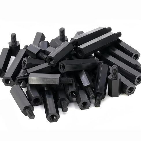 NACX M2.5 x 10mm + 6mm ذكر أنثى خيط سداسي نايلون PCB اللوحة الأم فاصل عمود المواجهة، أسود، 150 قطعة in Kuwait