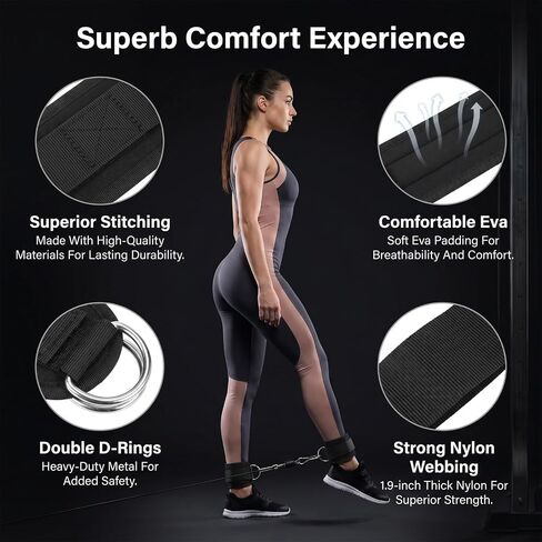 2Pcs Fitness Ankle Strap for Cable Machine, Ankle Straps Resistance Bands Comfortable Padded Ankles Wrist Cuffs Kickbacks Glute Workouts for Cable Machine Gym Foot Leg Training Brace Support in Saudi Arabia