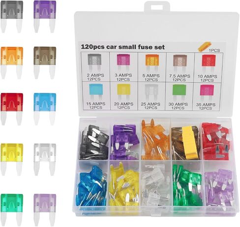 120PCS Car Mini Fuse Kit with Fuse Puller Tool,Blade Car Fuses Assortment Kit Includes 35A 30A 25A 20A 15A 10A 7.5A 5A 3A 2A,Universal Cars Mini Fuses Assortment Kits in Saudi Arabia