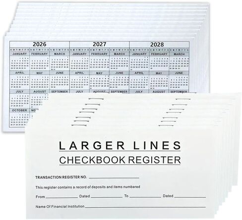 20 Pack Checkbook Register, Check Registers for Personal Checkbook, 6" × 3", Blank Ledger Transaction Registers for Personal or Business Bank, Saving Account, Deposit and Credit Card, Thick Paper in Kuwait