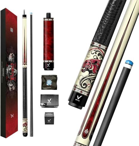 EVO Beast Carbon Fiber Pool Cue Stick, Low Deflection Billiard Cue with 12.5mm TIME 3 Tip, Radial 3/8-8 Joint, Microfiber Leather Grip, 19-19.5 oz Cue in Saudi Arabia