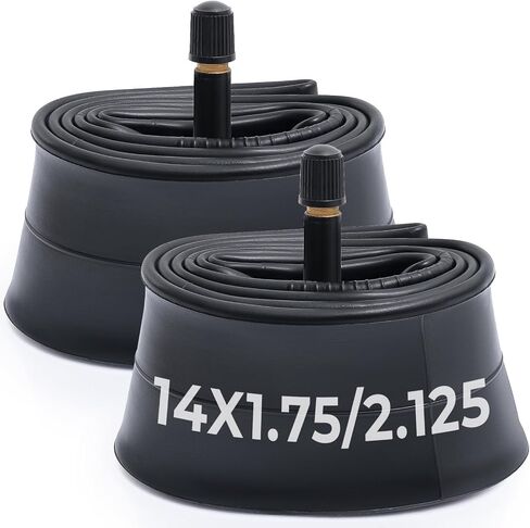2 Pcs,Premium 14X1.75/1.90/1.95/2.0/2.10/2.125 Bike Tubes,Compatible for 14x1.75 to 2.125 Bike Tire,with 32mm Schrader Valve,Butyl Rubber,Used for Mountain,Cruiser,City and Road Kid Bikes in Kuwait