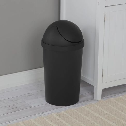 Bathroom Trash Can, 3 Gallon Small Plastic Garbage Bucket Bin with Swing Top Lid,Space-Saving Design, Odor-Control & Easy Clean, Modern Matte Black in Kuwait