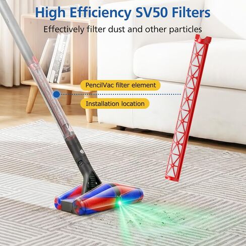 عبوتان من قطع غيار فلتر SV50 المتوافقة مع مكنسة Dyson PencilVacᵀᴹ Fluffycones اللاسلكية، أجزاء فلتر Vac مع فرشاة تنظيف واحدة in Kuwait