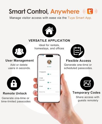 Heavy Duty Fingerprint Smart Padlock with Key, 6-in-1 Keyless Entry Lock with Code Keypad, Tuya App, RFID, Digital Combination Lock for Outdoor Gate, Fence, Shed, Pool, Storage Unit, Locker in Kuwait