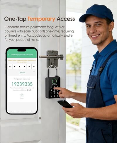 Heavy Duty Fingerprint Smart Padlock with Key, 6-in-1 Keyless Entry Lock with Code Keypad, Tuya App, RFID, Digital Combination Lock for Outdoor Gate, Fence, Shed, Pool, Storage Unit, Locker in Kuwait
