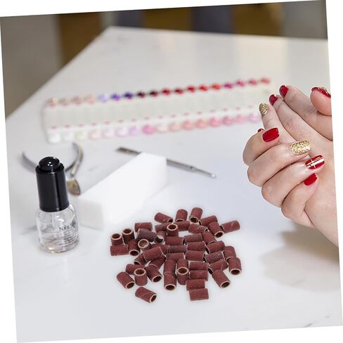 Zerodeko 80# Grit Sanding Bands for Nail -Piece Abrasive Sleeves for Manicure Tools Compatible Electric Files and Nail Drills in Kuwait