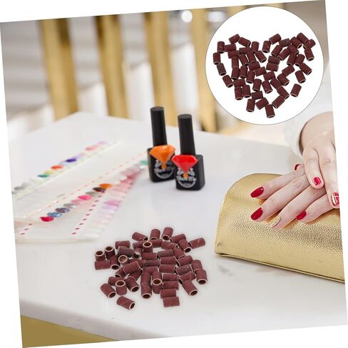 Zerodeko 80# Grit Sanding Bands for Nail -Piece Abrasive Sleeves for Manicure Tools Compatible Electric Files and Nail Drills in Kuwait