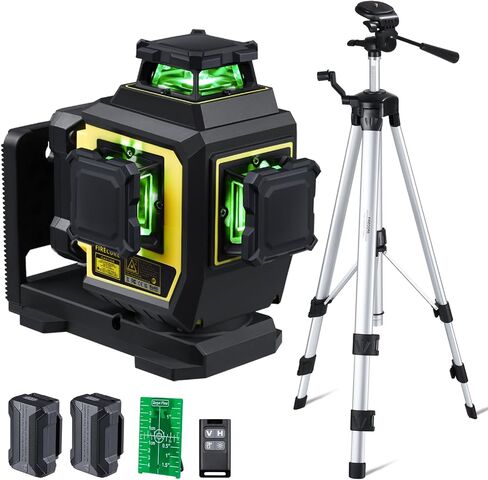 Firecore Laser Level 360 Self Leveling with 60" Tripod, 1/13" High Accuracy, Outdoor Pulse Mode to 197 Ft, Rechargeable Green Cross Line Lazer Leveler Tool for Construction, Home Renovation - F95T-XG in Kuwait