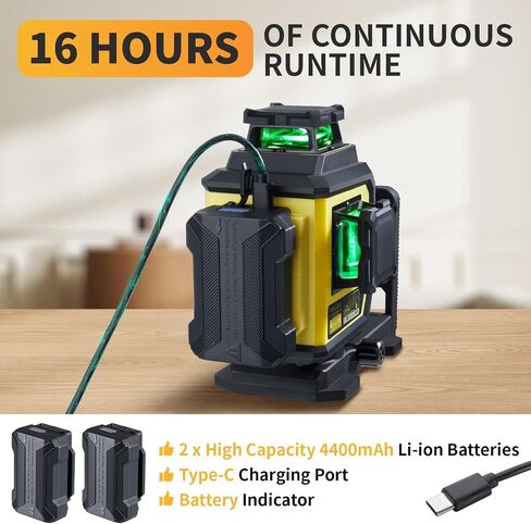 Firecore Laser Level 360 Self Leveling with 60" Tripod, 1/13" High Accuracy, Outdoor Pulse Mode to 197 Ft, Rechargeable Green Cross Line Lazer Leveler Tool for Construction, Home Renovation - F95T-XG in Kuwait
