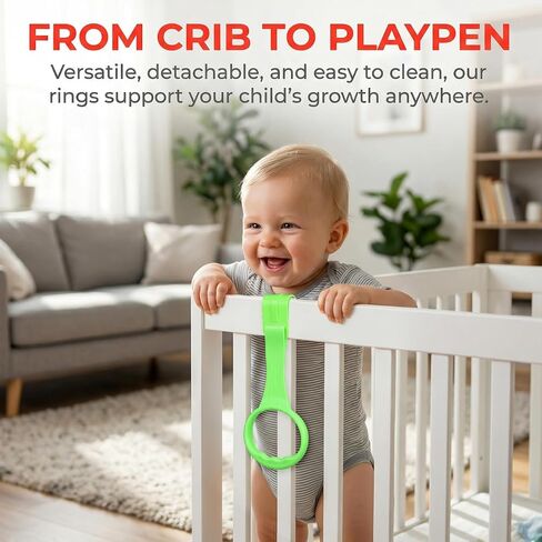 6 PCS Baby Pull Up Rings: Toddler Walking Exercise Stand Up Rings for Infant Kids - Playpen Crib Walking Training Tools Baby Accessories(Gentle Color) in Saudi Arabia