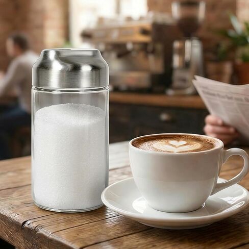 موزع السكر مع فوهة صب قابلة للطي، شاكر موزع الجبن الزجاجي 12oz للسكر وجبنة البارميزان والتوابل والتوابل، مثالي لبار القهوة والشاي والخبز واستخدام المطبخ in Kuwait