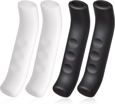2 Pairs Silicone Brake Lever Cover - Non-Slip Bike Brake Lever Grip Protector, Universal Handle Sleeves for Mountain Road Bike Cycling(Black & White) in Kuwait