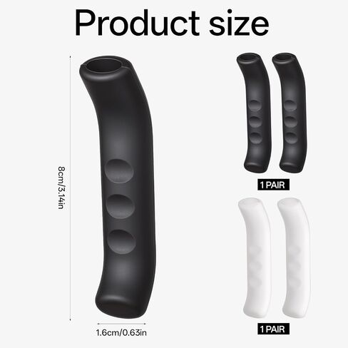2 Pairs Silicone Brake Lever Cover - Non-Slip Bike Brake Lever Grip Protector, Universal Handle Sleeves for Mountain Road Bike Cycling(Black & White) in Kuwait