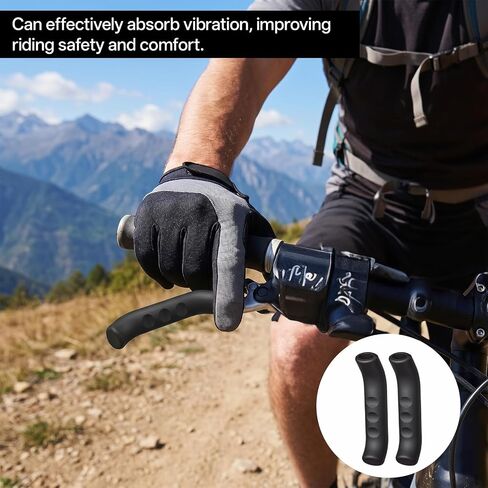 2 Pairs Silicone Brake Lever Cover - Non-Slip Bike Brake Lever Grip Protector, Universal Handle Sleeves for Mountain Road Bike Cycling(Black & White) in Kuwait