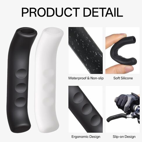 2 Pairs Silicone Brake Lever Cover - Non-Slip Bike Brake Lever Grip Protector, Universal Handle Sleeves for Mountain Road Bike Cycling(Black & White) in Kuwait
