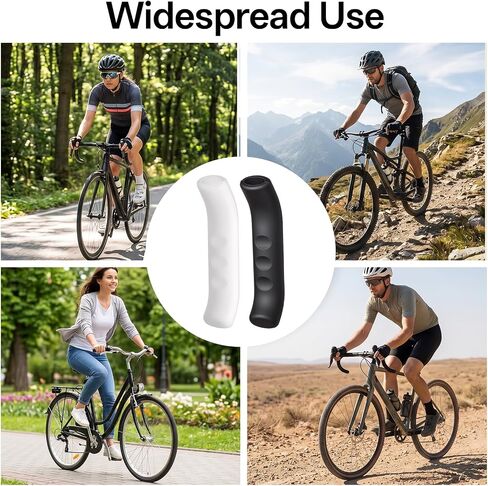 2 Pairs Silicone Brake Lever Cover - Non-Slip Bike Brake Lever Grip Protector, Universal Handle Sleeves for Mountain Road Bike Cycling(Black & White) in Kuwait